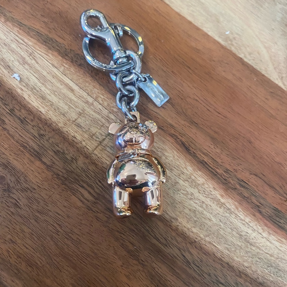 Coach charm - rose gold teddy bear